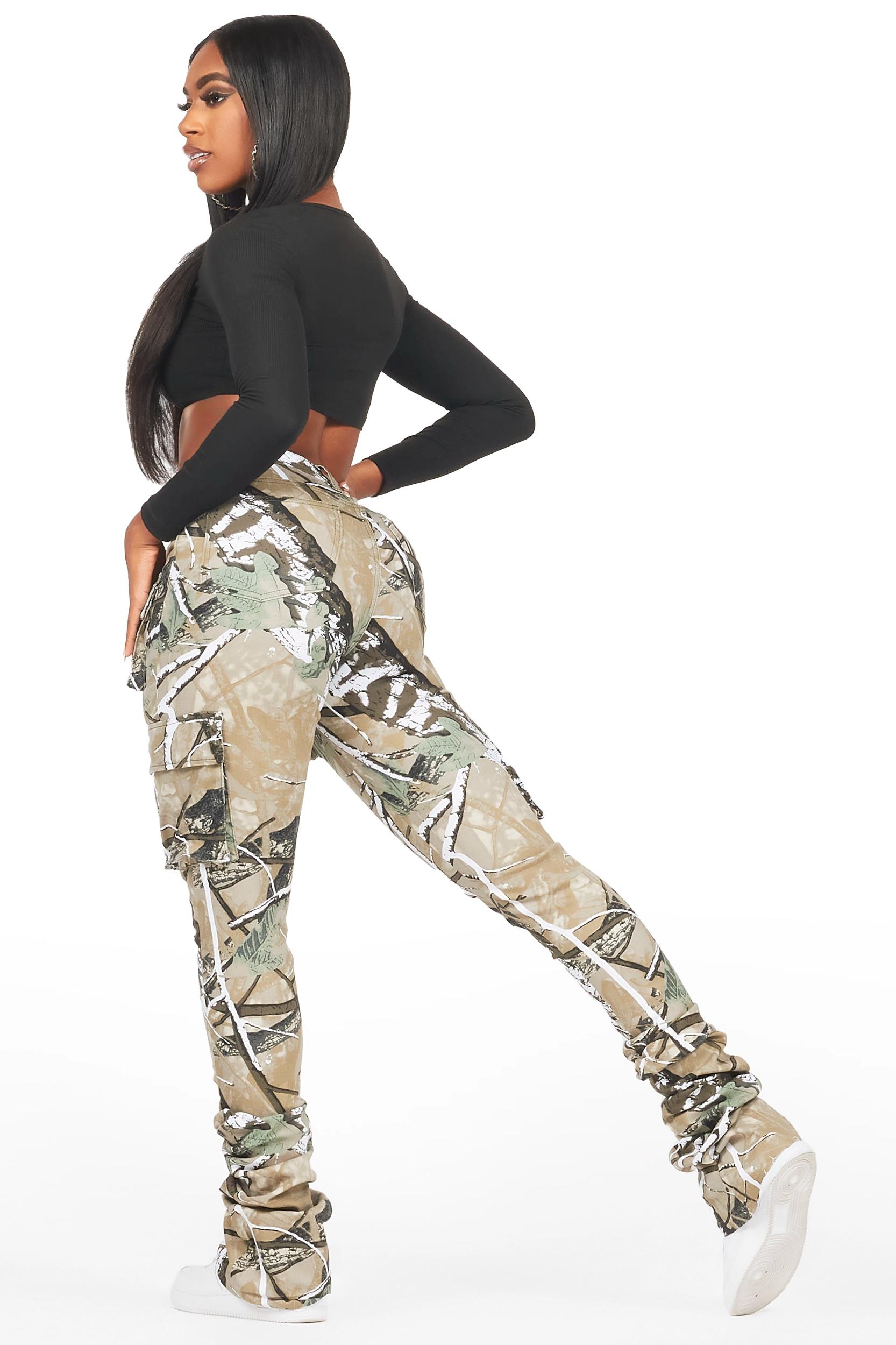 Noor Tree Camo Cargo Super Stacked Jean Female Product Image