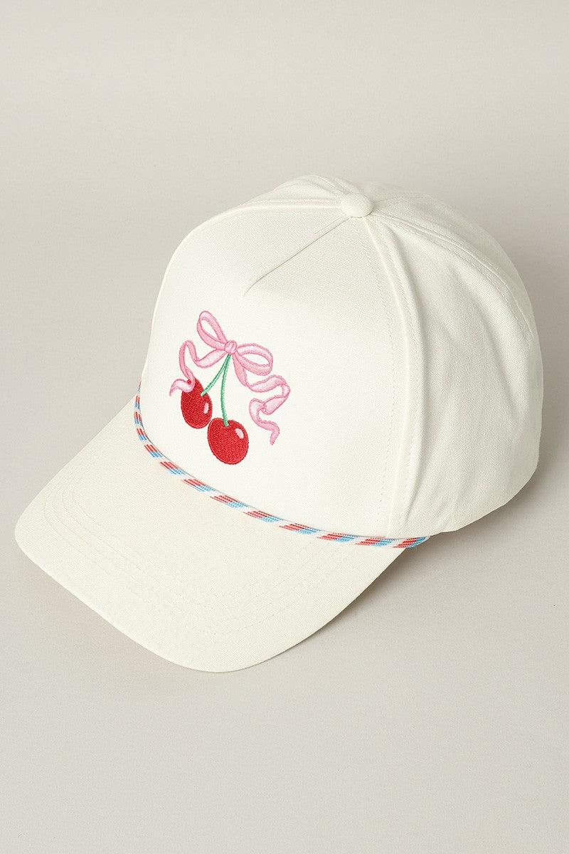 Cherry Ribbon Embroidery Trucker Hat Product Image