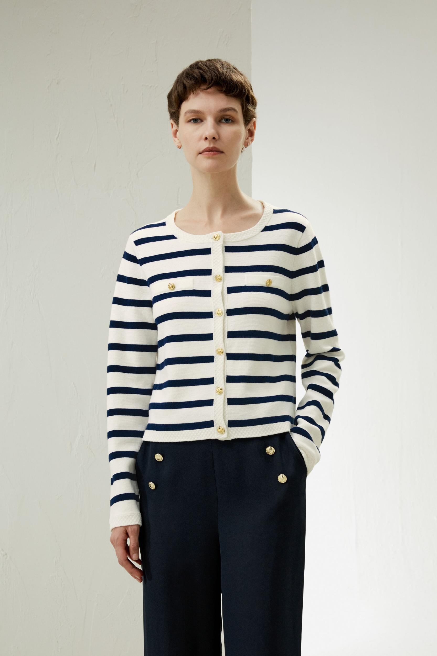 Gariana Striped Wool Cardigan Product Image