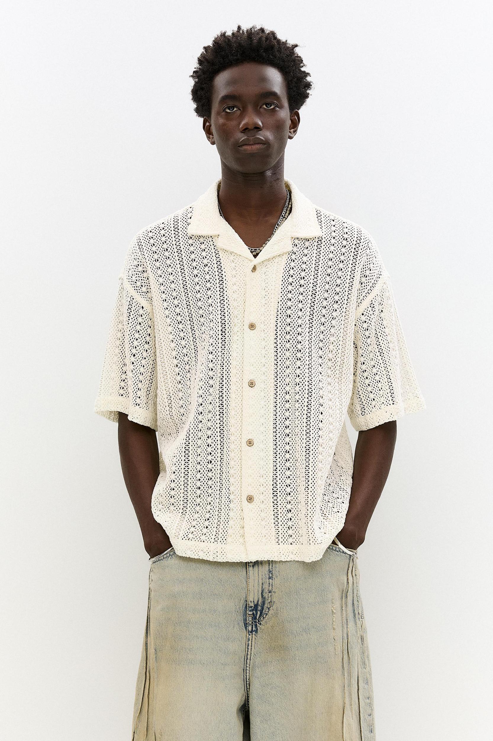 Short sleeve crochet shirt Product Image