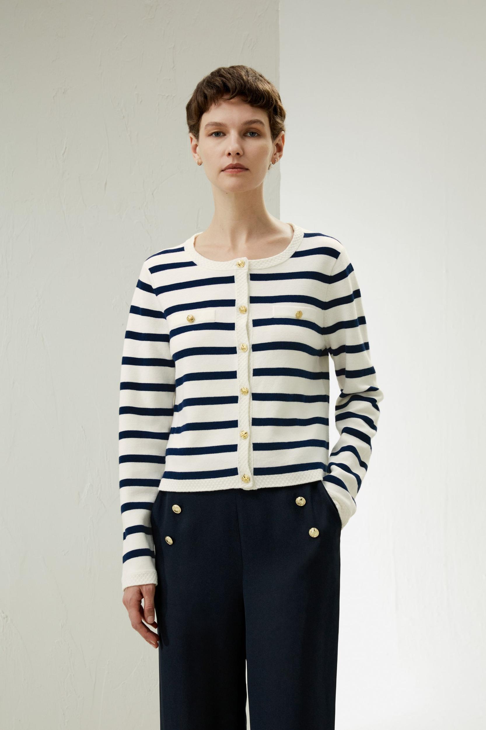Gariana Striped Wool Cardigan Product Image