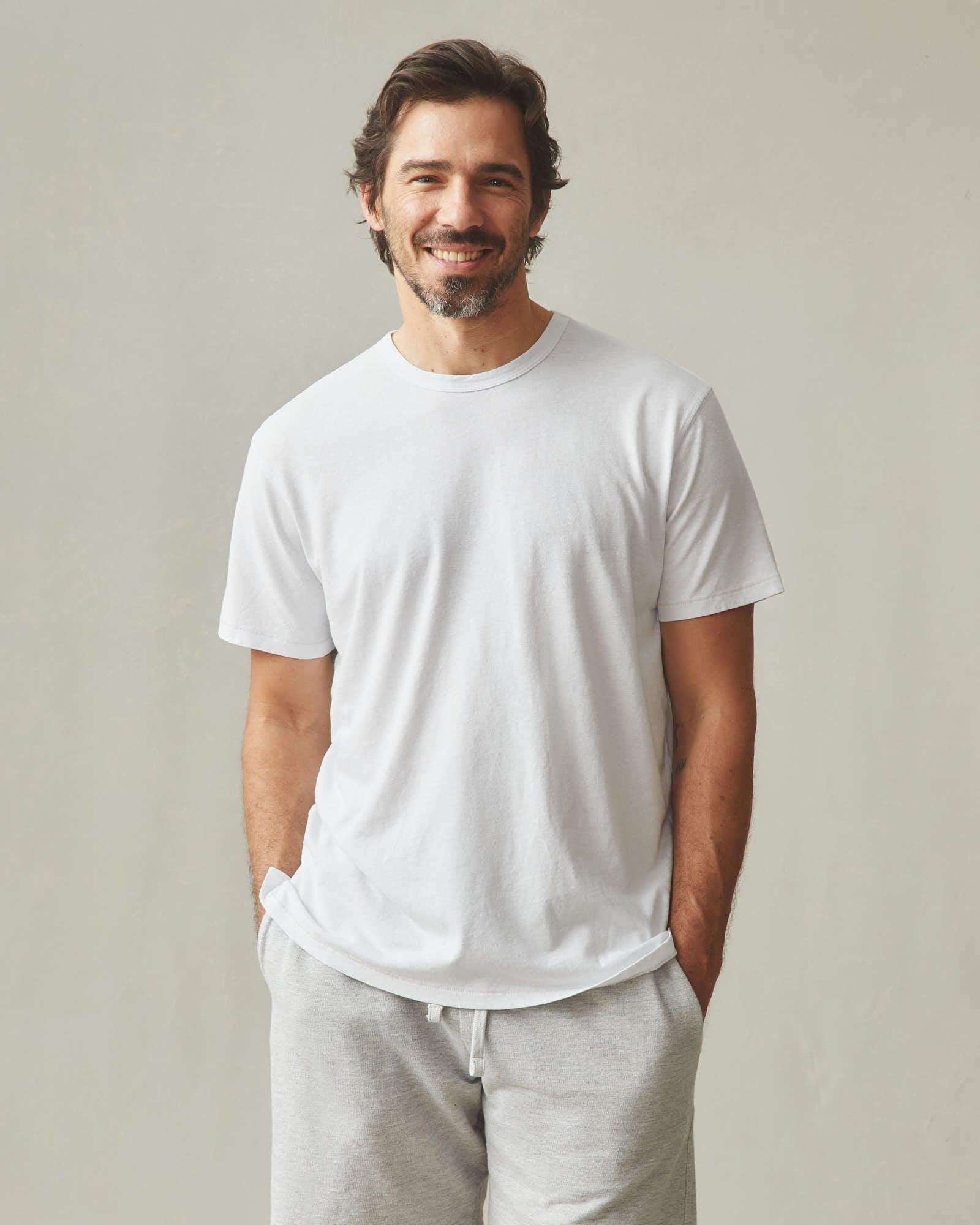 Men's Hemp Jersey Crew Tee - White Male Product Image