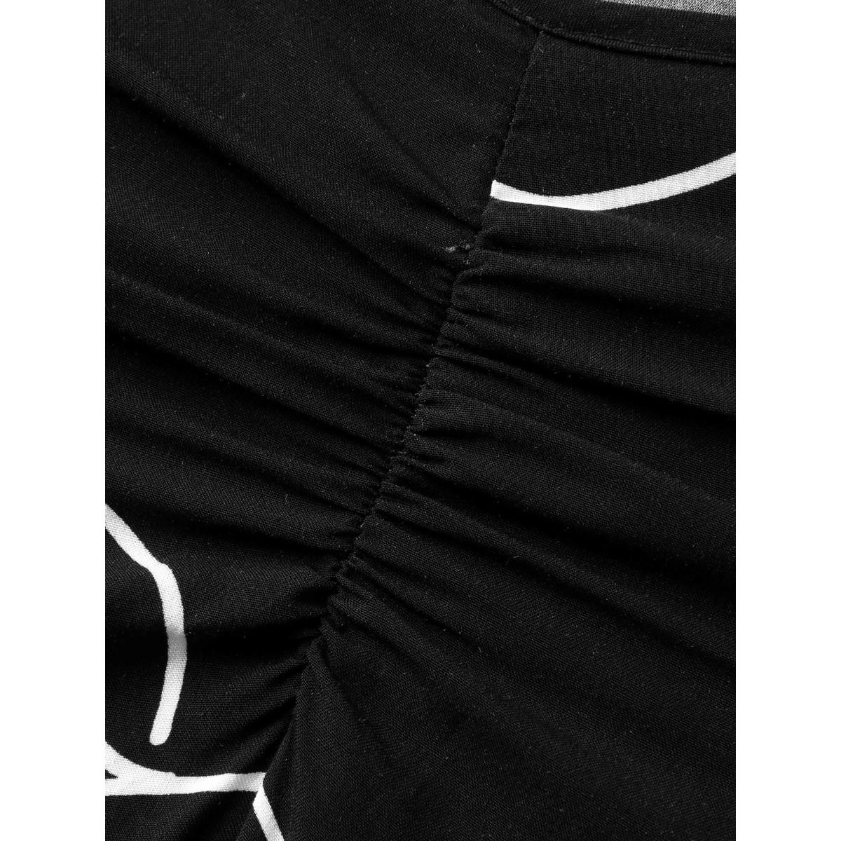 Plus Size Rayon Floral Stretchy Waist Midi Dress BlackFlower Women Timeless Heart neckline Sleeveless Curvy BloomChic 26/4X Product Image