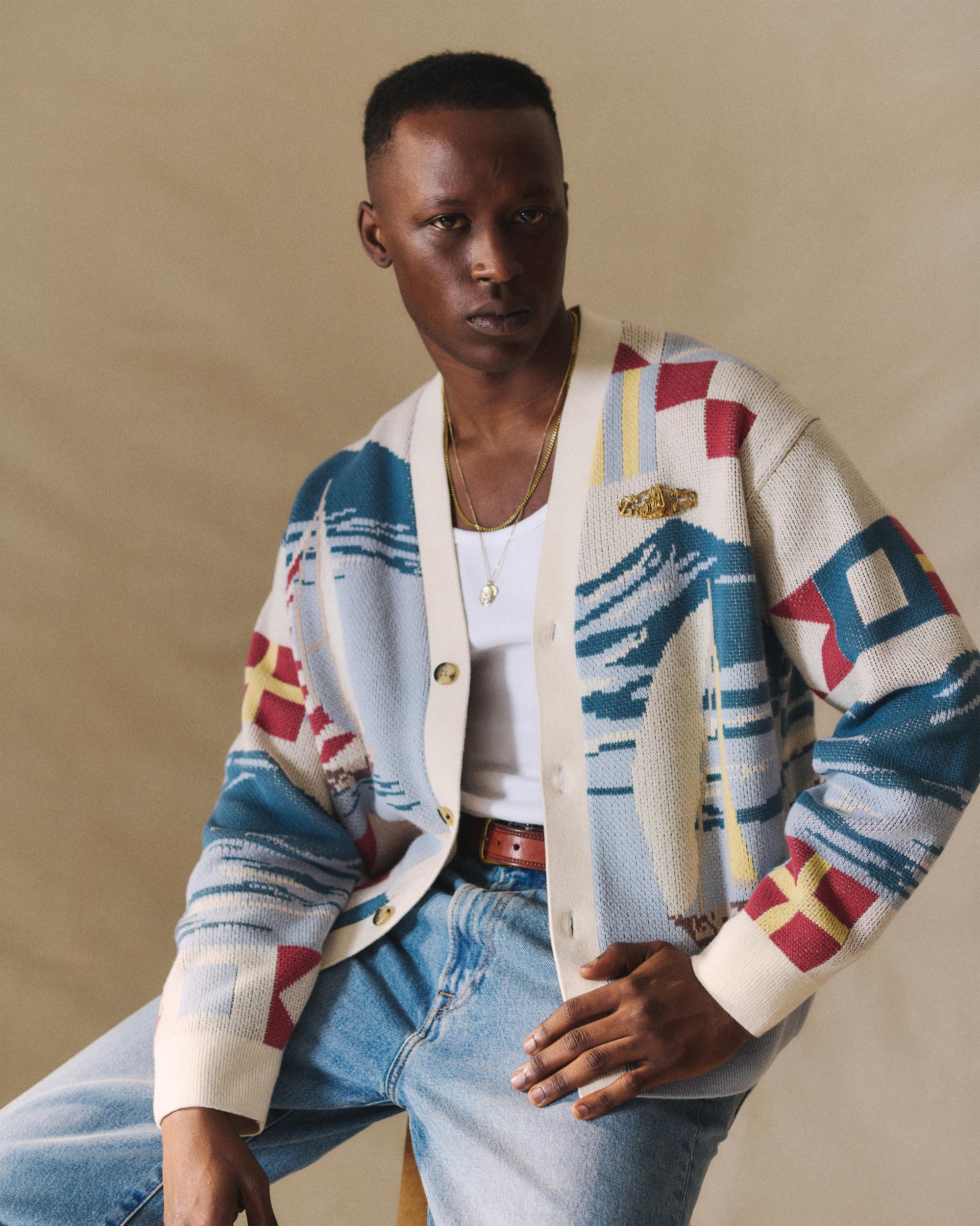 Nautical Graphic Patchwork Cardigan Product Image