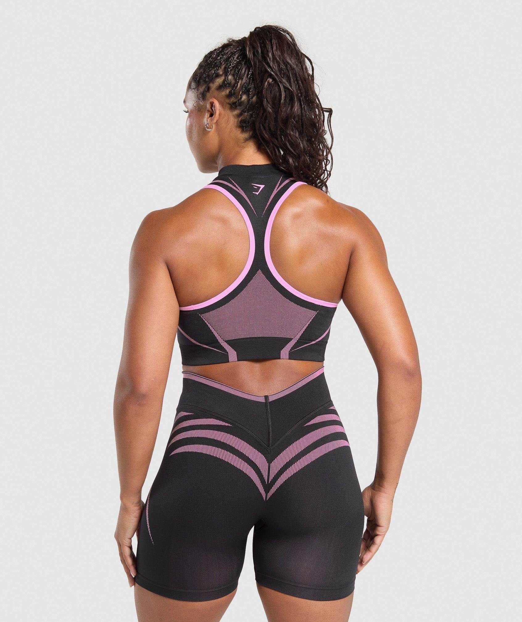 Gymshark Apex Lift Seamless Crop Top - Darkest Purple/Sour Pink Female Product Image