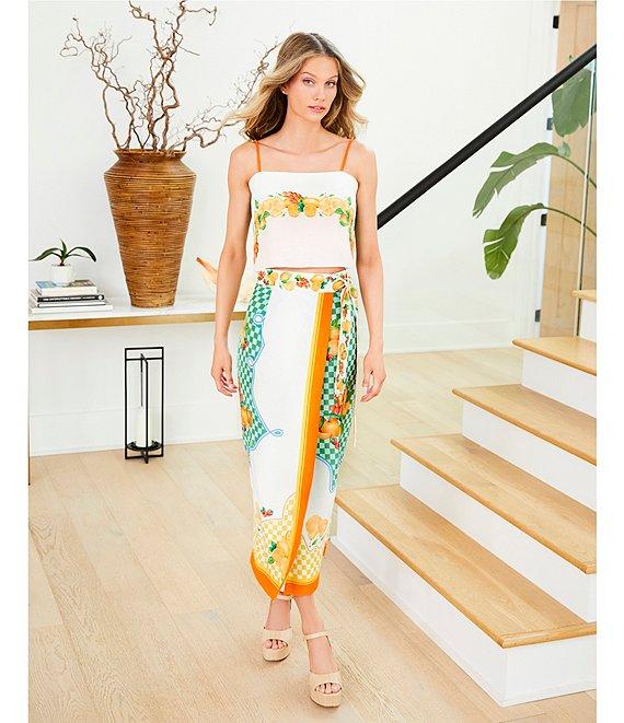 Antonio Melani Coordinating Clio Fruit Printed Linen Wrap Skirt Product Image