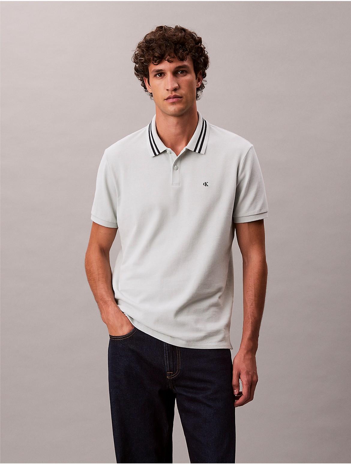 Monogram Logo Pique Tipped Classic Polo Shirt Product Image
