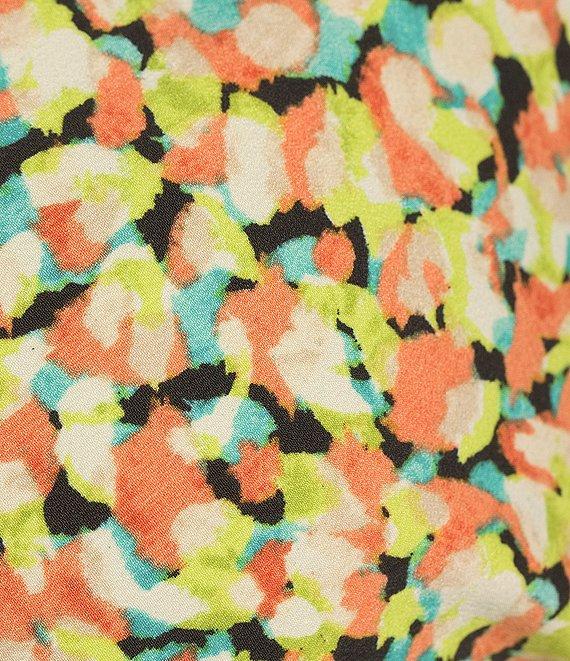 Kasper Plus Size Abstract Print CDC Tie Neck Sleeveless Fitted Blouse Product Image