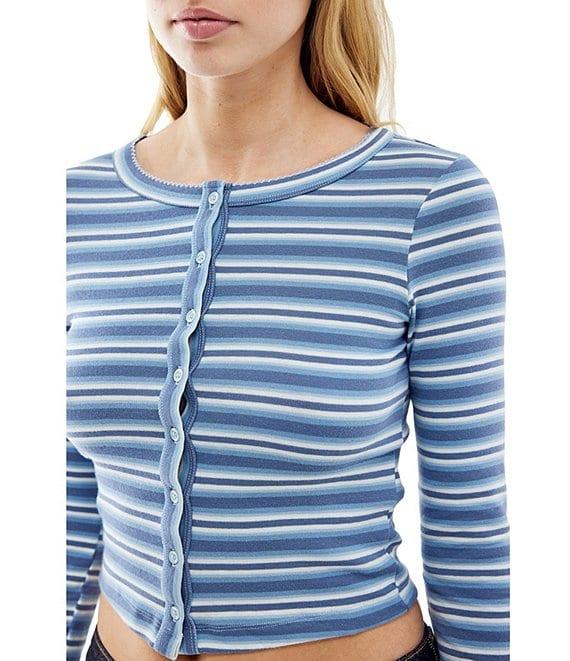 BDG Urban Outfitters Long Sleeve Striped Pointelle Cardigan Product Image