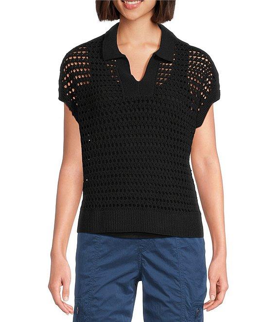 Westbound Knit Short Sleeve Polo Top Product Image