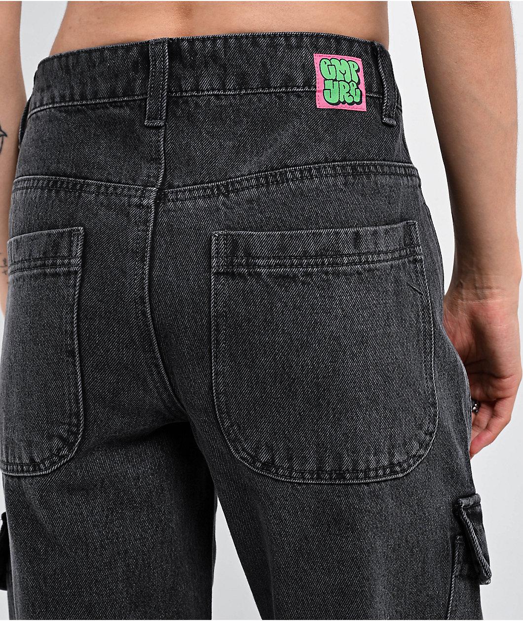 Empyre Loiter Slouchy Black Wash Cargo Denim Jeans Product Image