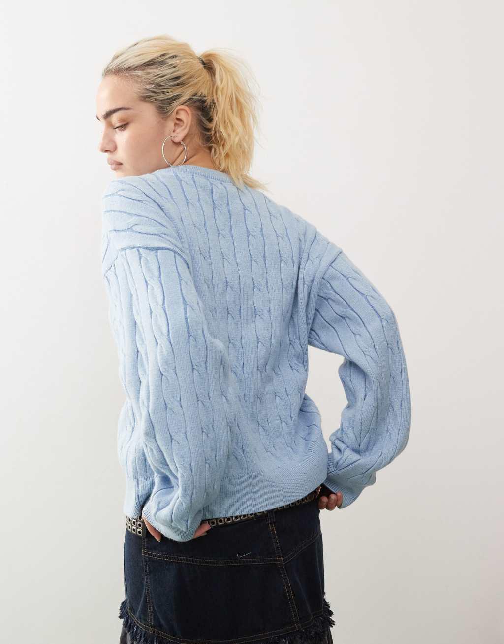 Aape By A Bathing Ape knitted logo sweatshirt in light blue Product Image