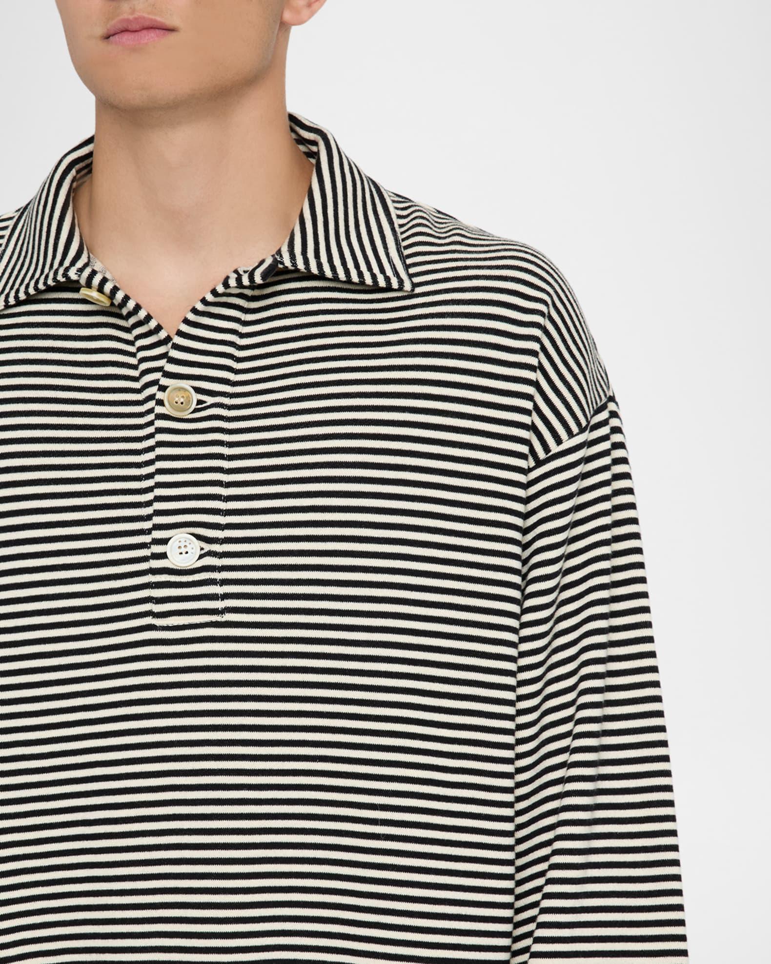 Men's Sailor Stripe Cotton Polo Sweatshirt Product Image