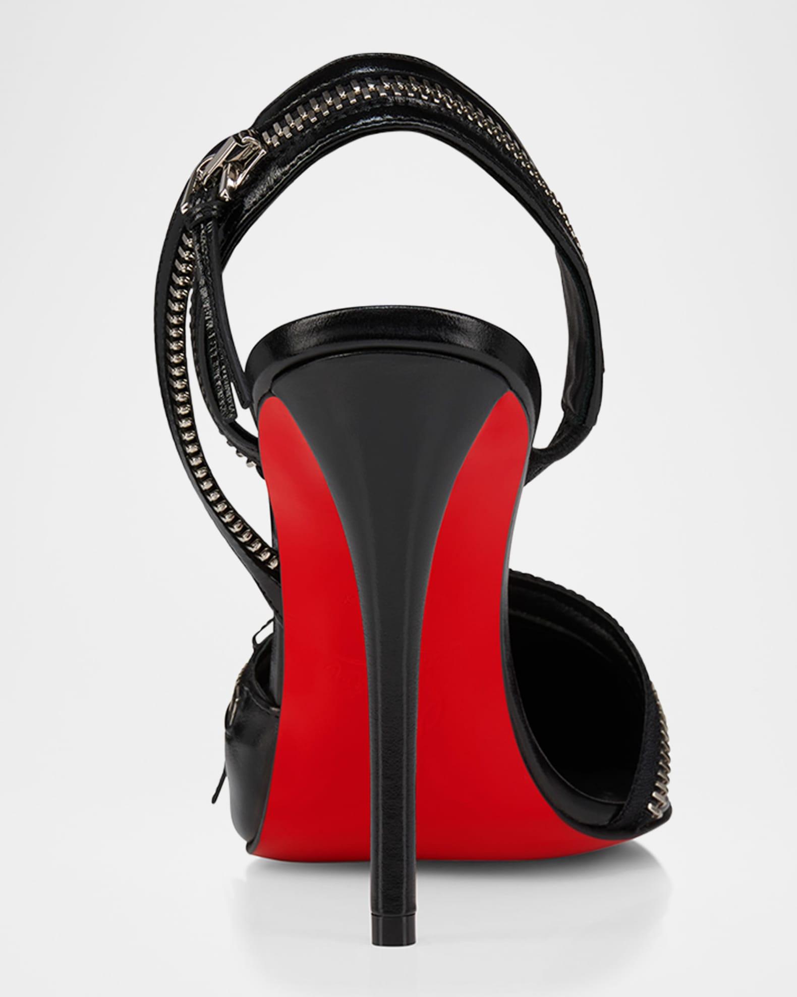 Slingy Zip Leather Red Sole Pumps  Product Image