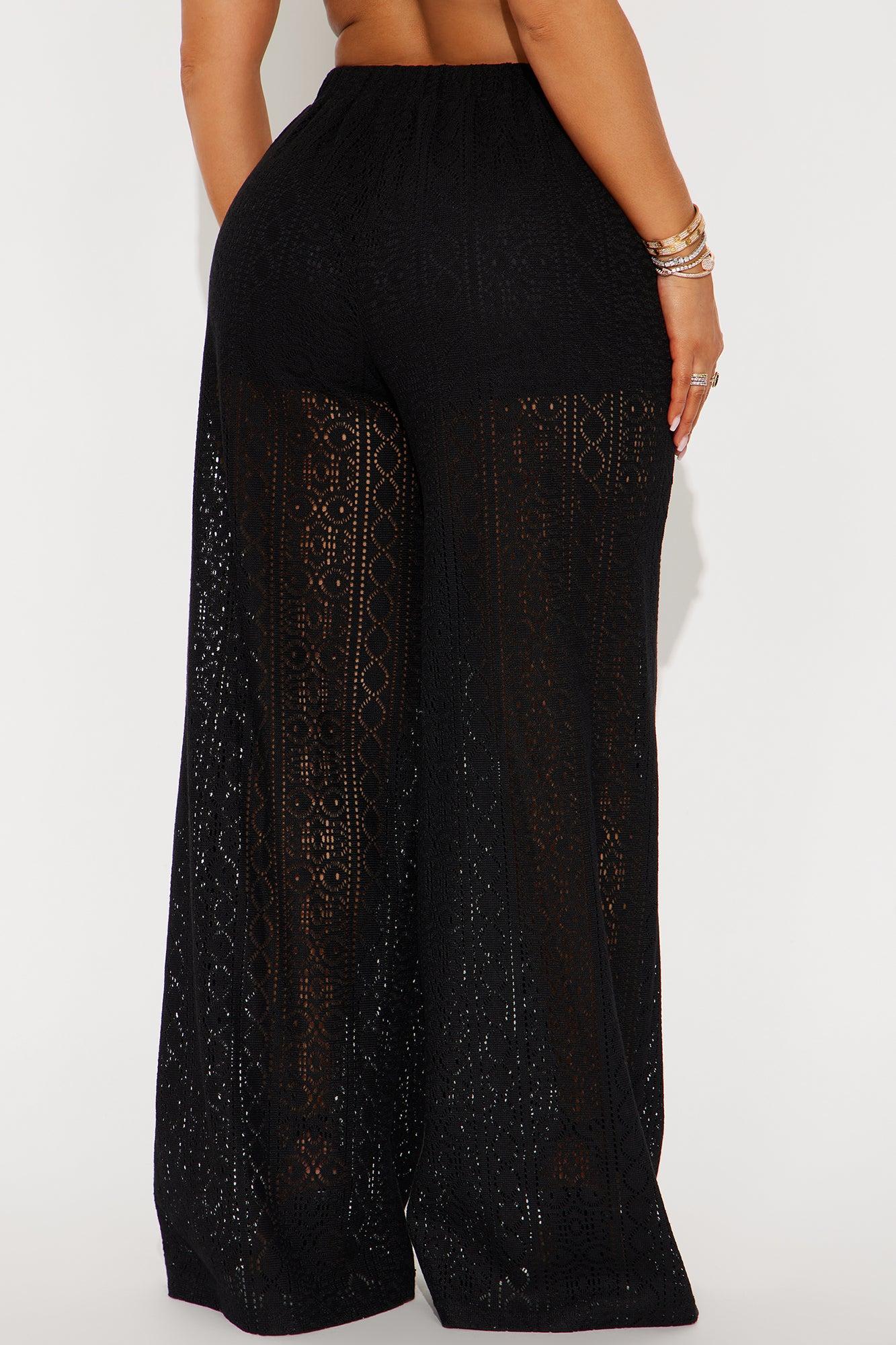 Soleil Dance Crochet Wide Leg Pant - Black Product Image