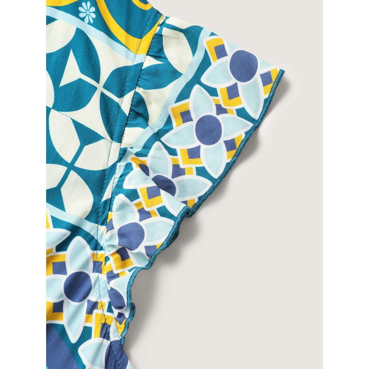 Plus Size Rayon Boho Stretchy Waist Pockets Midi Dress Multicolor Women V-neck Cap Sleeve Curvy BloomChic 12/L Product Image