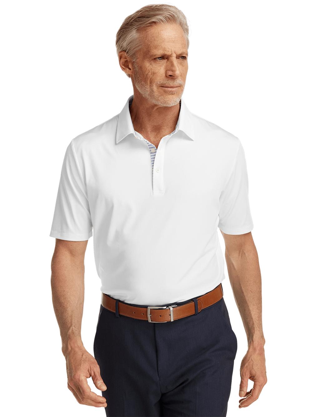 Performance Blend Three Button Polo - White Product Image
