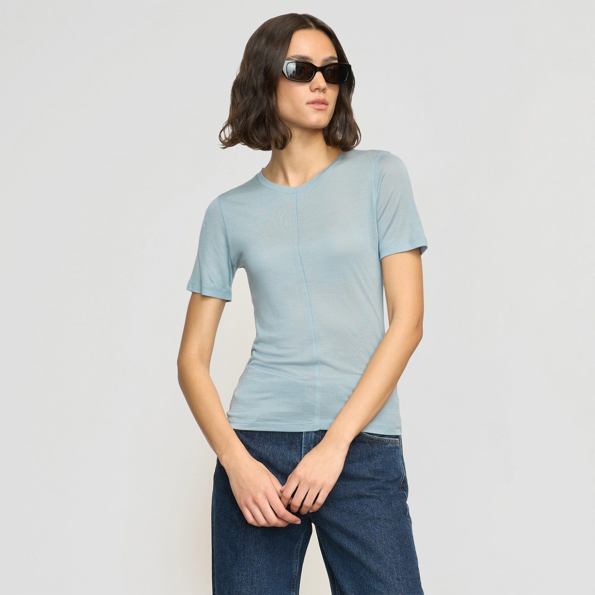 Thea Semi-Sheer Tencel Crew-Neck Tee Product Image