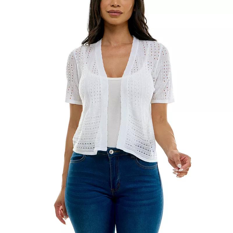 Women's Nina Leonard Pointelle Crochet Bolero,  Product Image