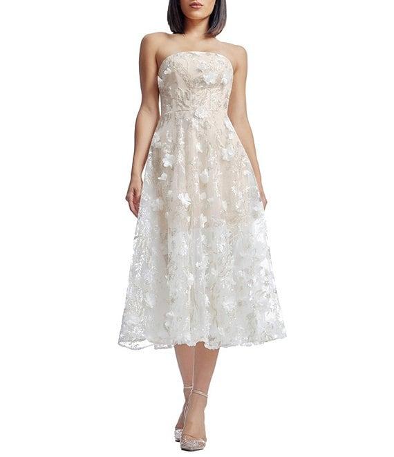 Dress the Population Kailyn Strapless 3D Mesh Fit & Flare Midi Dress Product Image