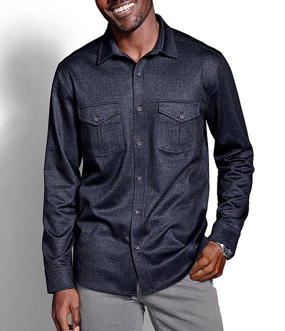 Johnston & Murphy Indigo Knit Long-Sleeve Woven Shirt Product Image