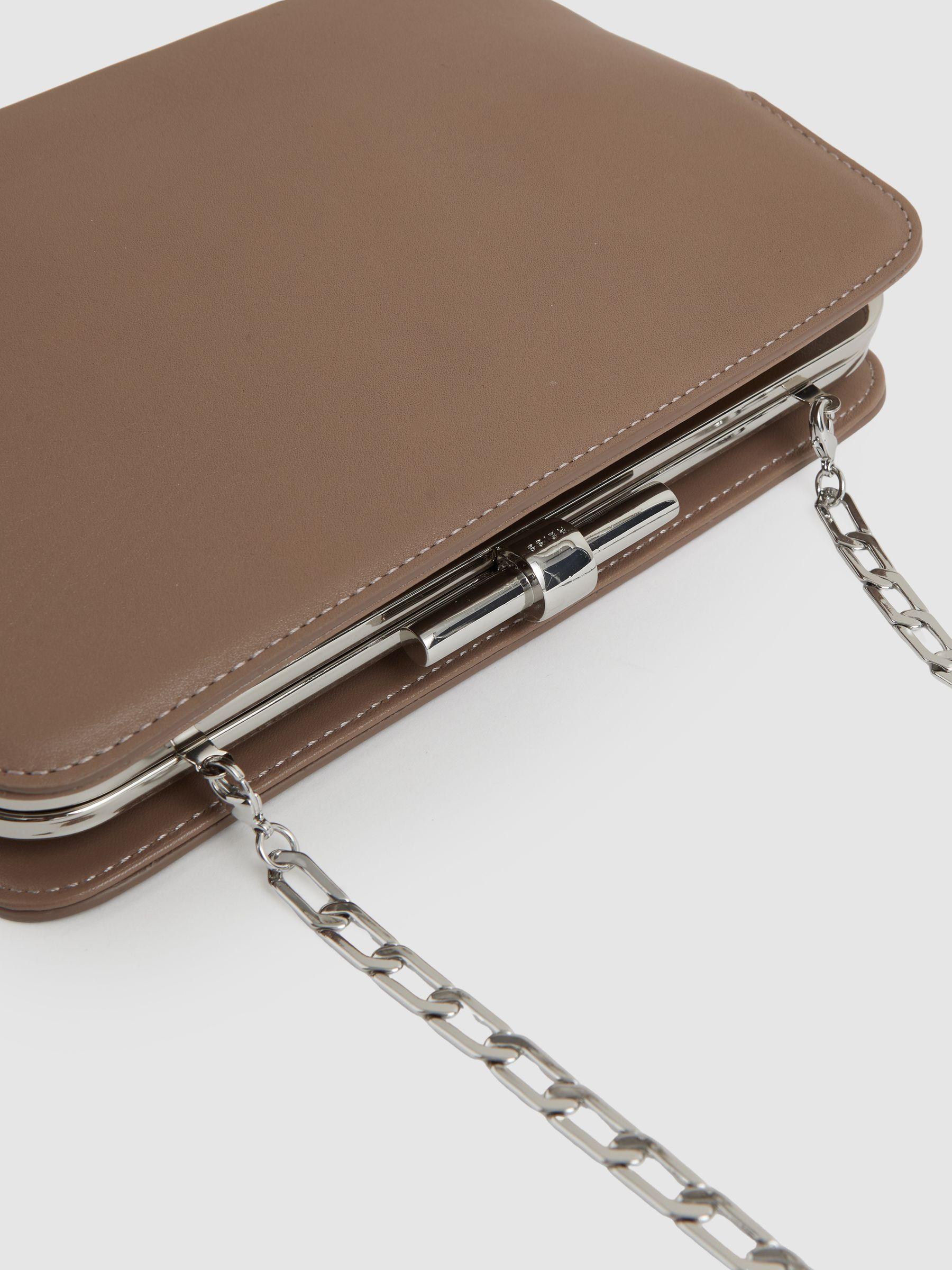 Leather Frame Clutch Bag in Neutral Product Image