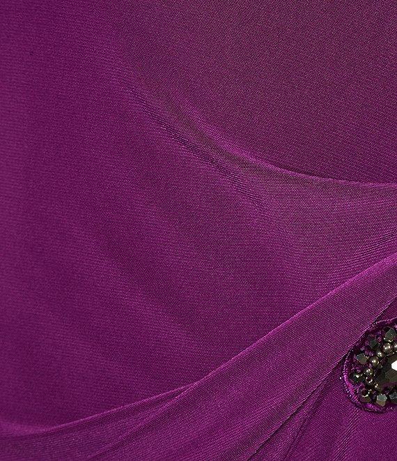 Alex Evenings Off-the-Shoulder Short Sleeve Stretch Matte Jersey Ruched Gown Product Image