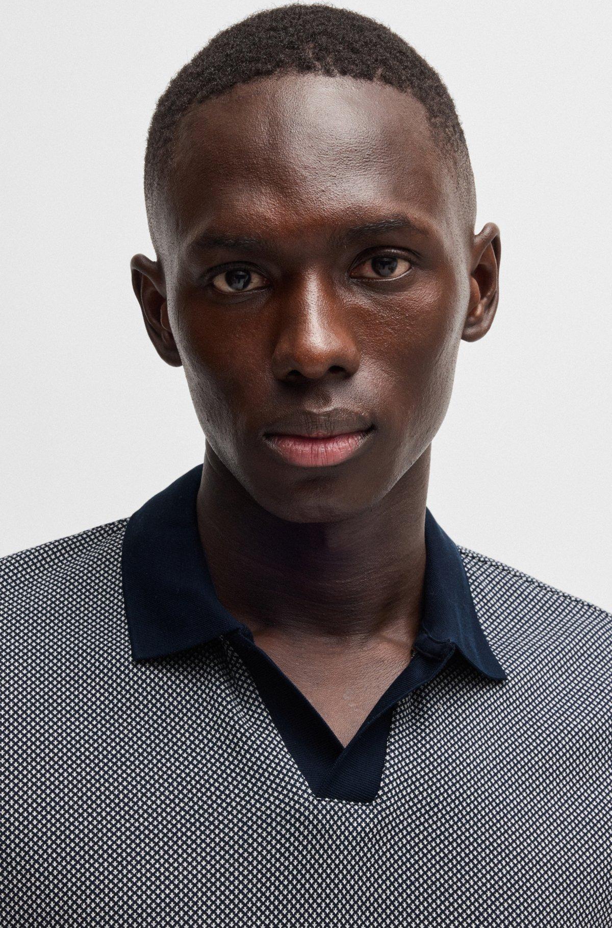 Dot-pattern polo shirt in cotton and silk Product Image