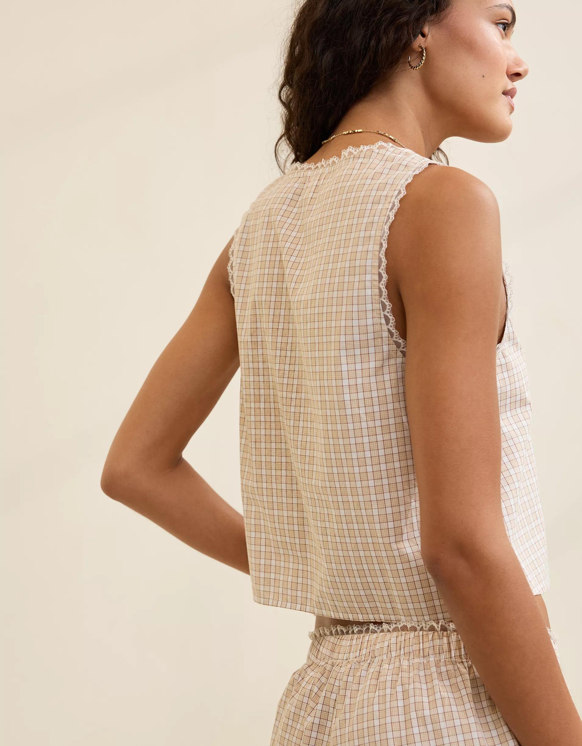 Aerie Off-Duty Poplin Tie Front Tank Top Women's Product Image