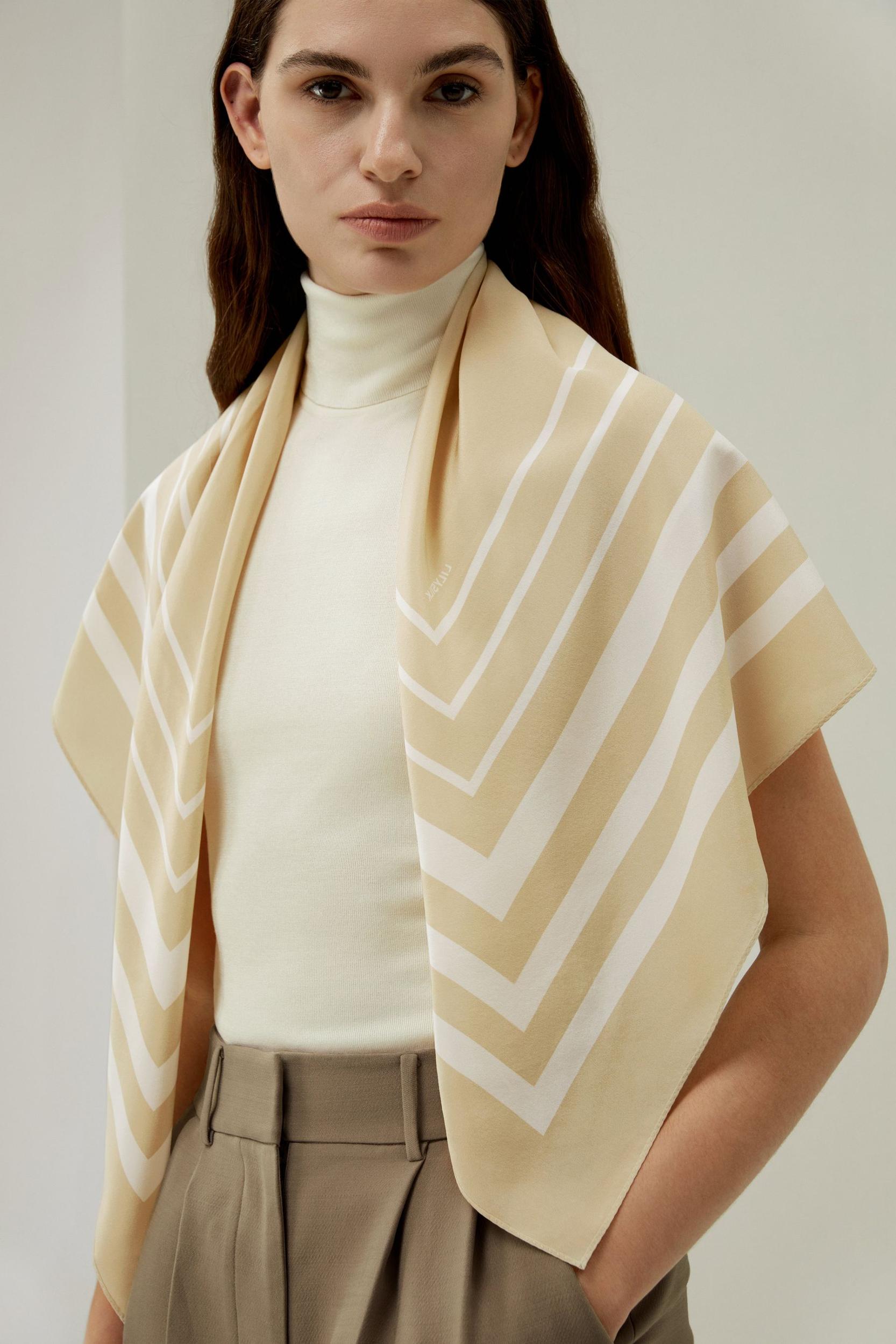 Geometric Print Silk Scarf Product Image