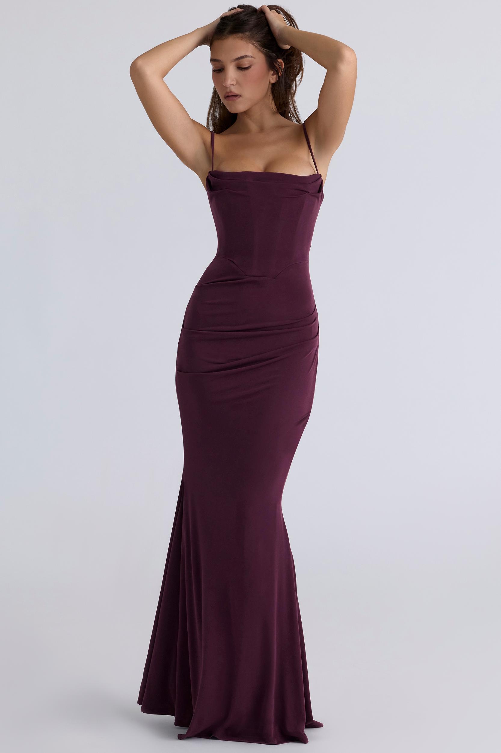 Milena  dark cherry corset maxi dress Product Image
