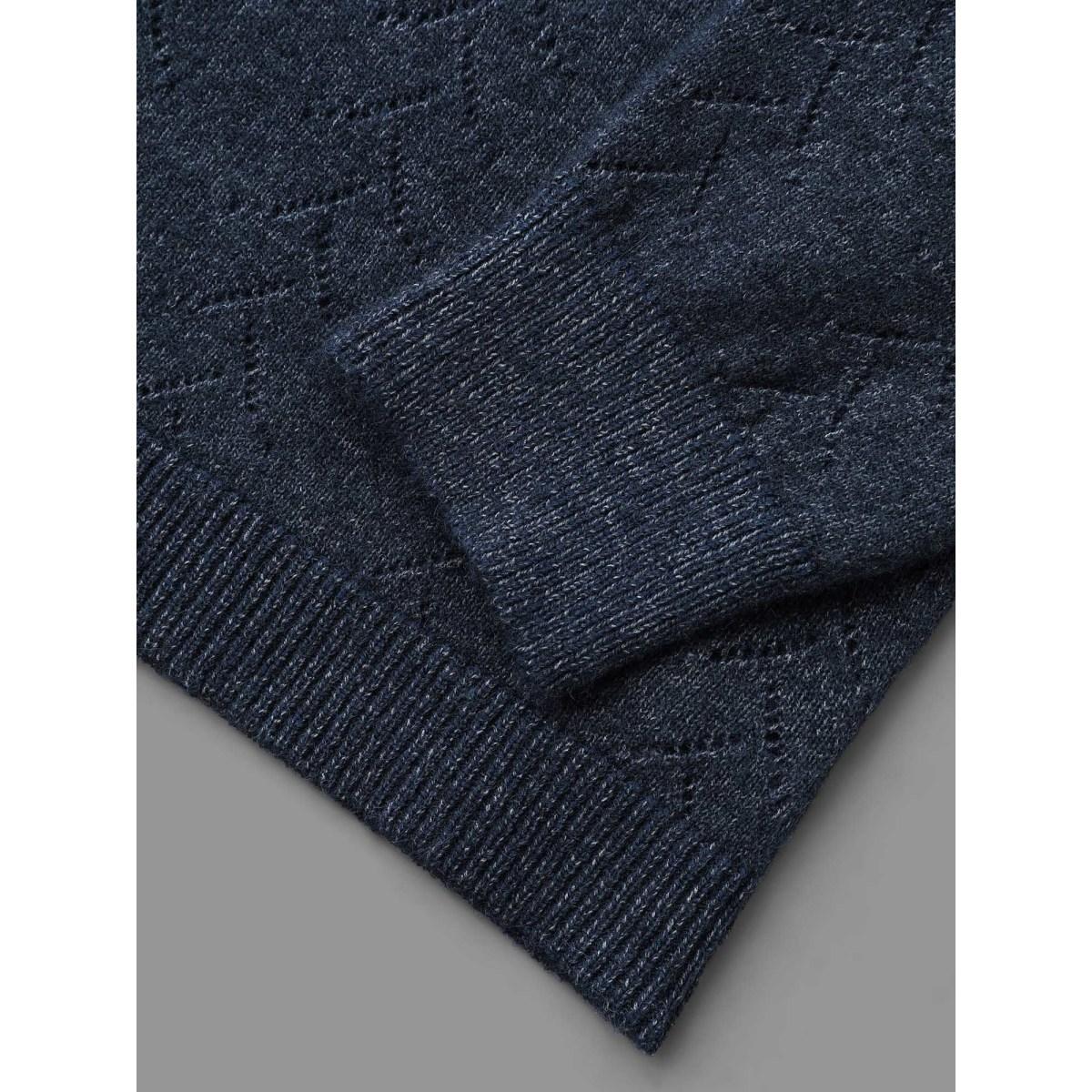 Plus Size Hollowed-Out-Back Bows V-Neck Pullover Midnight Women Casual Loose Long Sleeve V-neck Everyday Pullovers BloomChic 30/6X Product Image