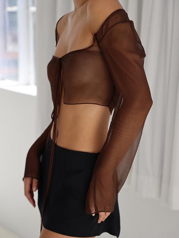 Plain Mesh Short Long Sleeves Shirts Product Image