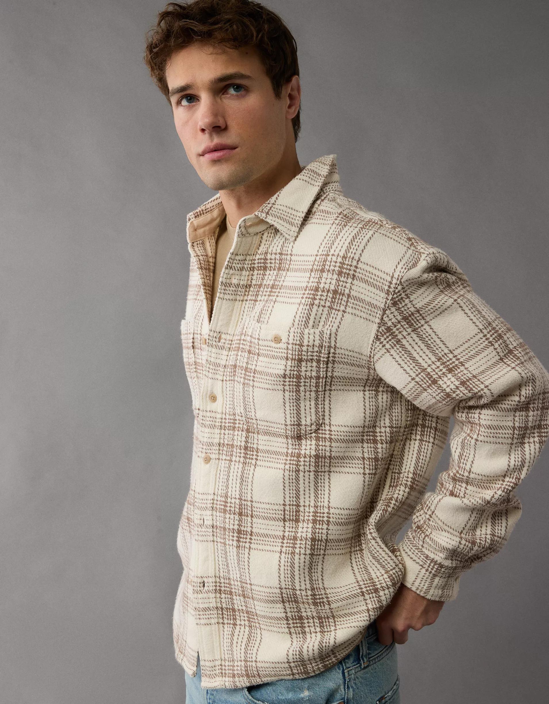 AE Textured Flannel Shirt Product Image