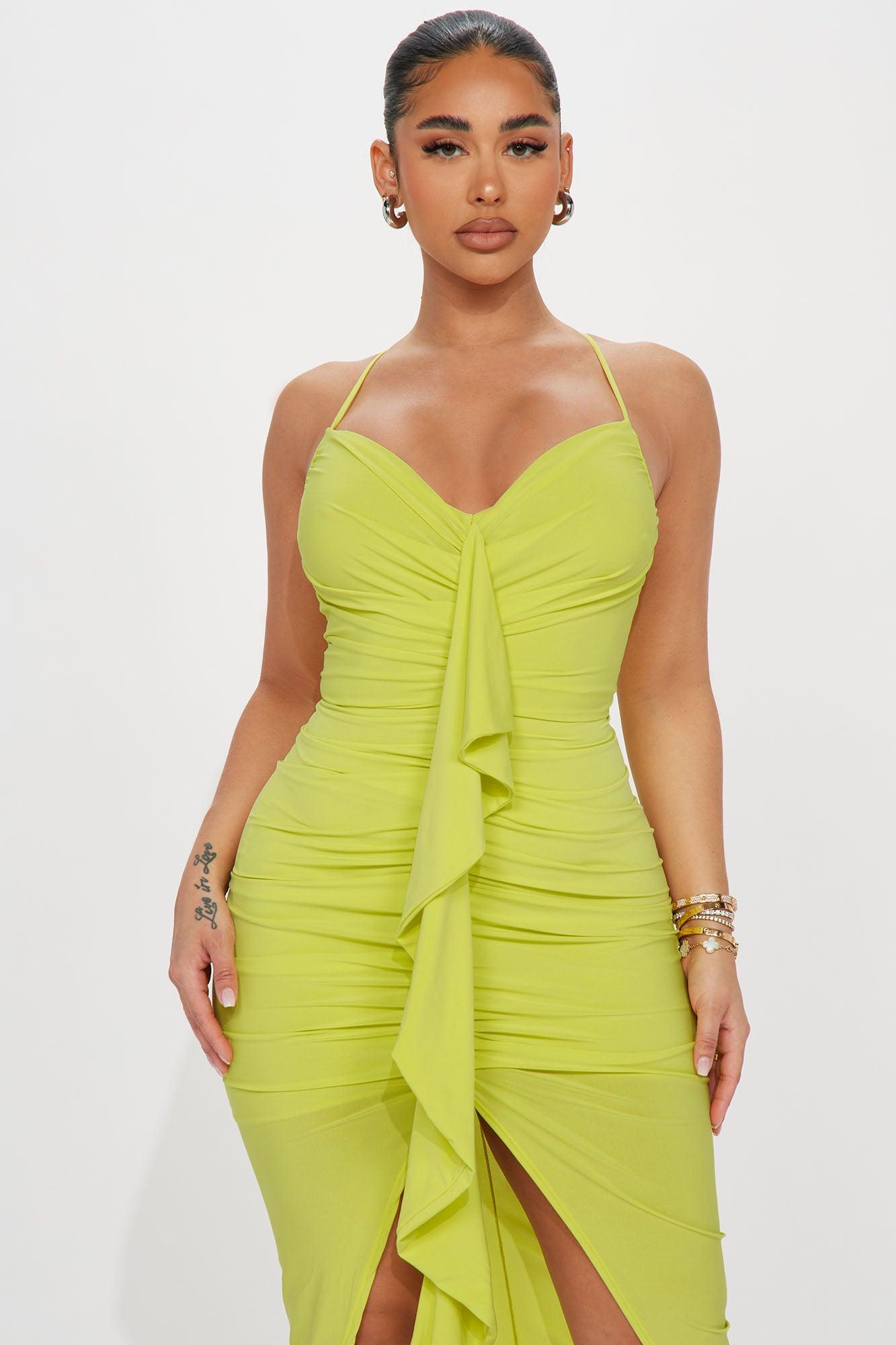 Gloria Midi Dress - Yellow Product Image