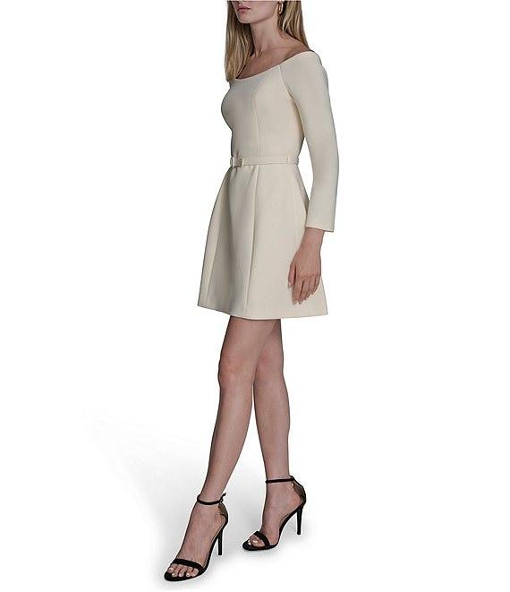 BCBG Off-The-Shoulder Belted Scuba Crepe Mini Dress Product Image