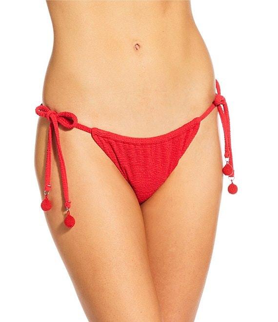 GB Scrunchie Textured Crochet Bauble Tunneled Tie Side Hipster Swim Bottom Product Image
