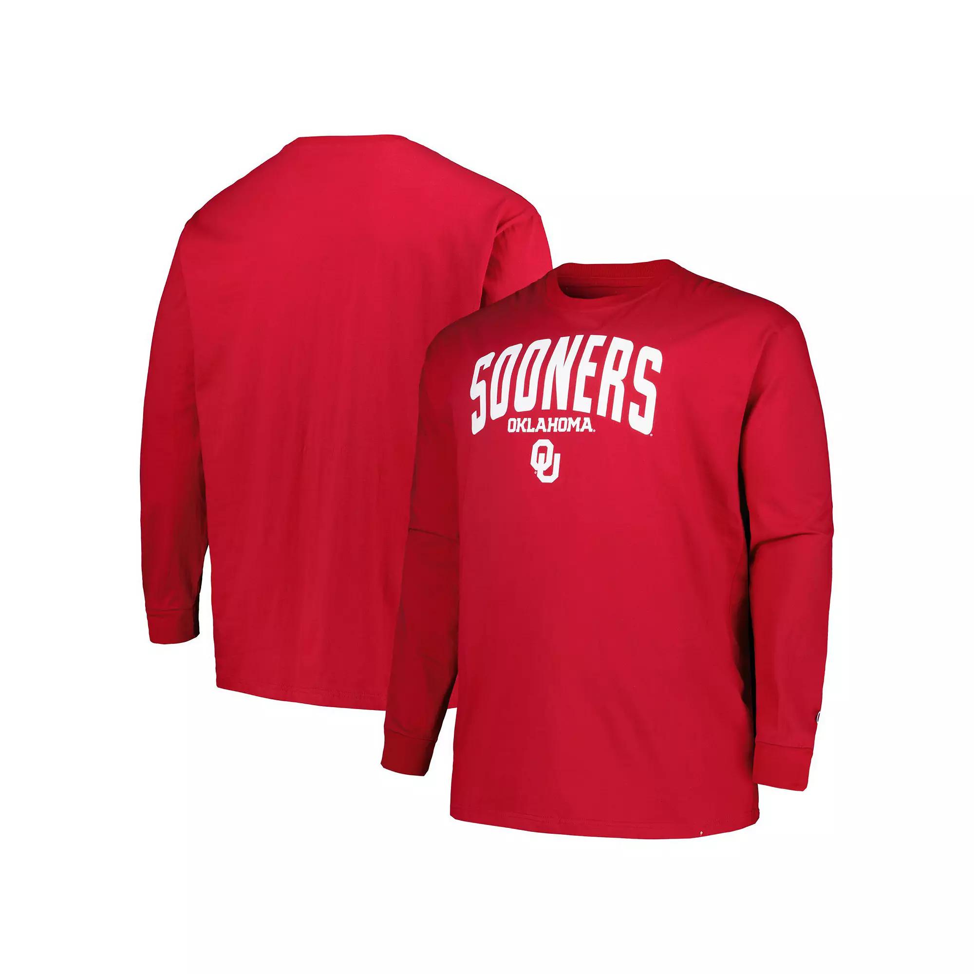 Men's Champion Crimson Oklahoma Sooners Big & Tall Arch Long Sleeve T-Shirt,  Product Image