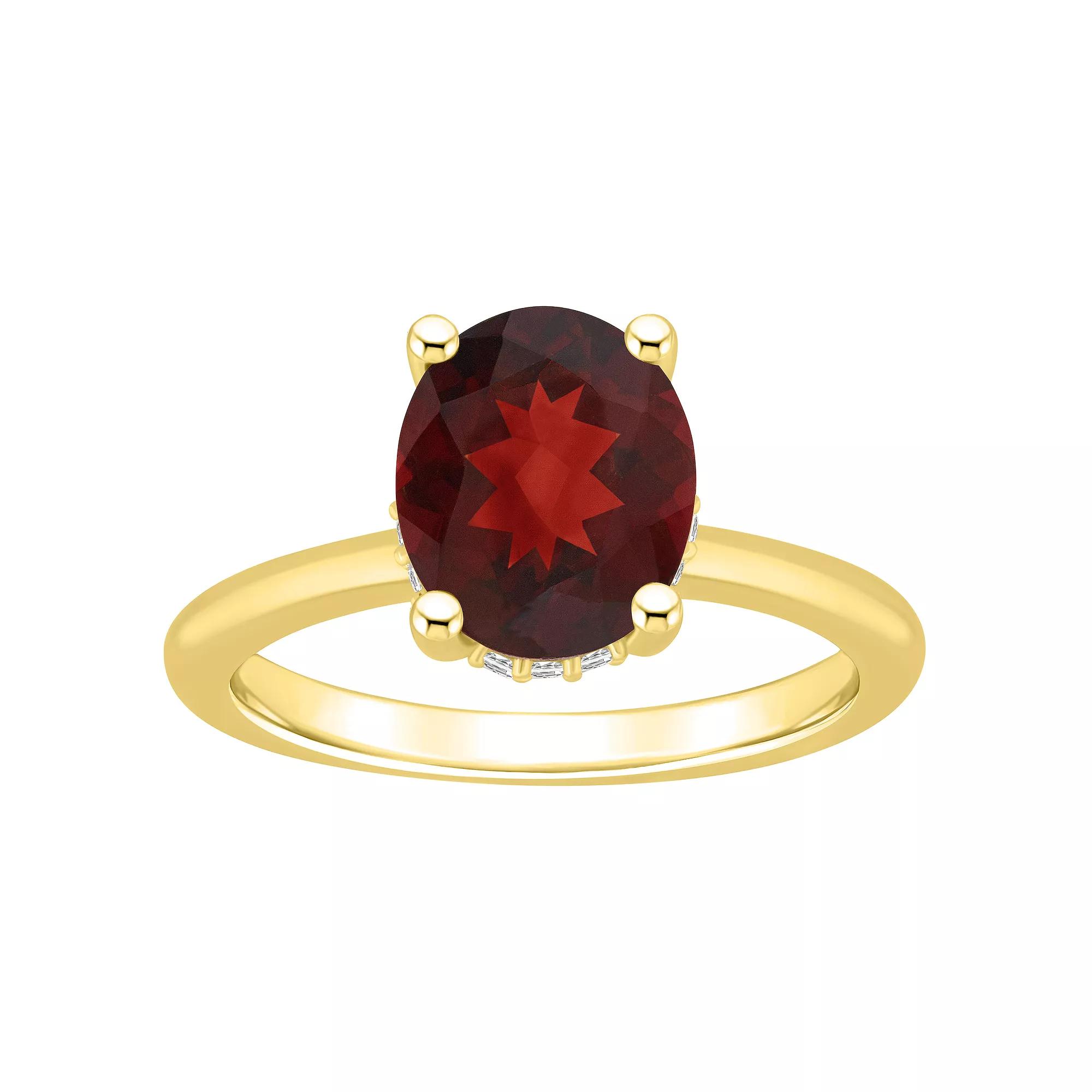 Alyson Layne 14k Gold Oval Garnet & Diamond Accent Ring, Womens Product Image