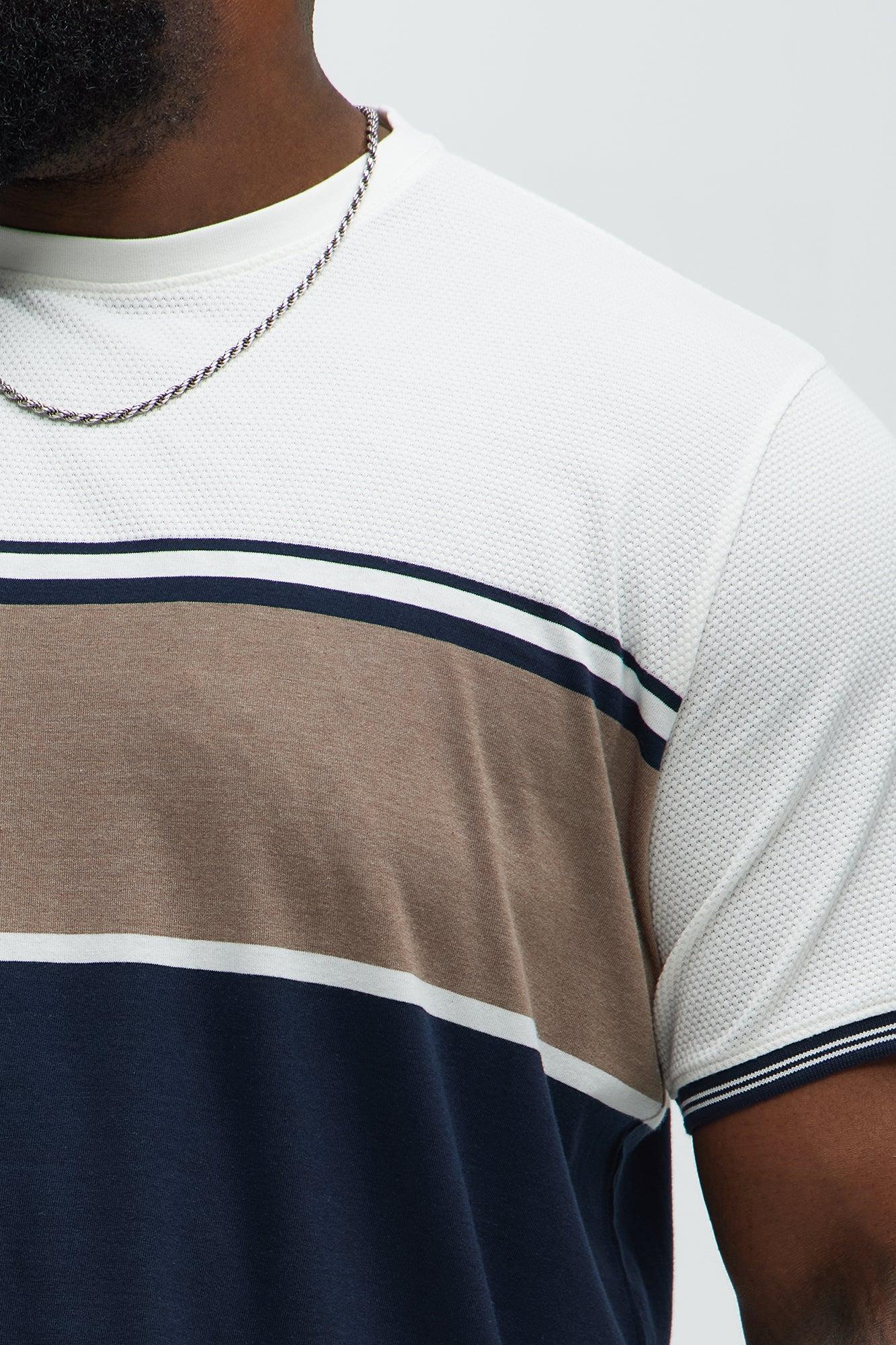 Colorblock Striped Short Sleeve Tee - Off White/combo Product Image