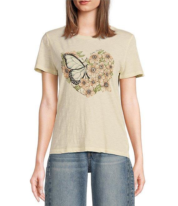 Lucky Brand Butterfly Heart Classic Crew Neck Short Sleeve Tee Product Image