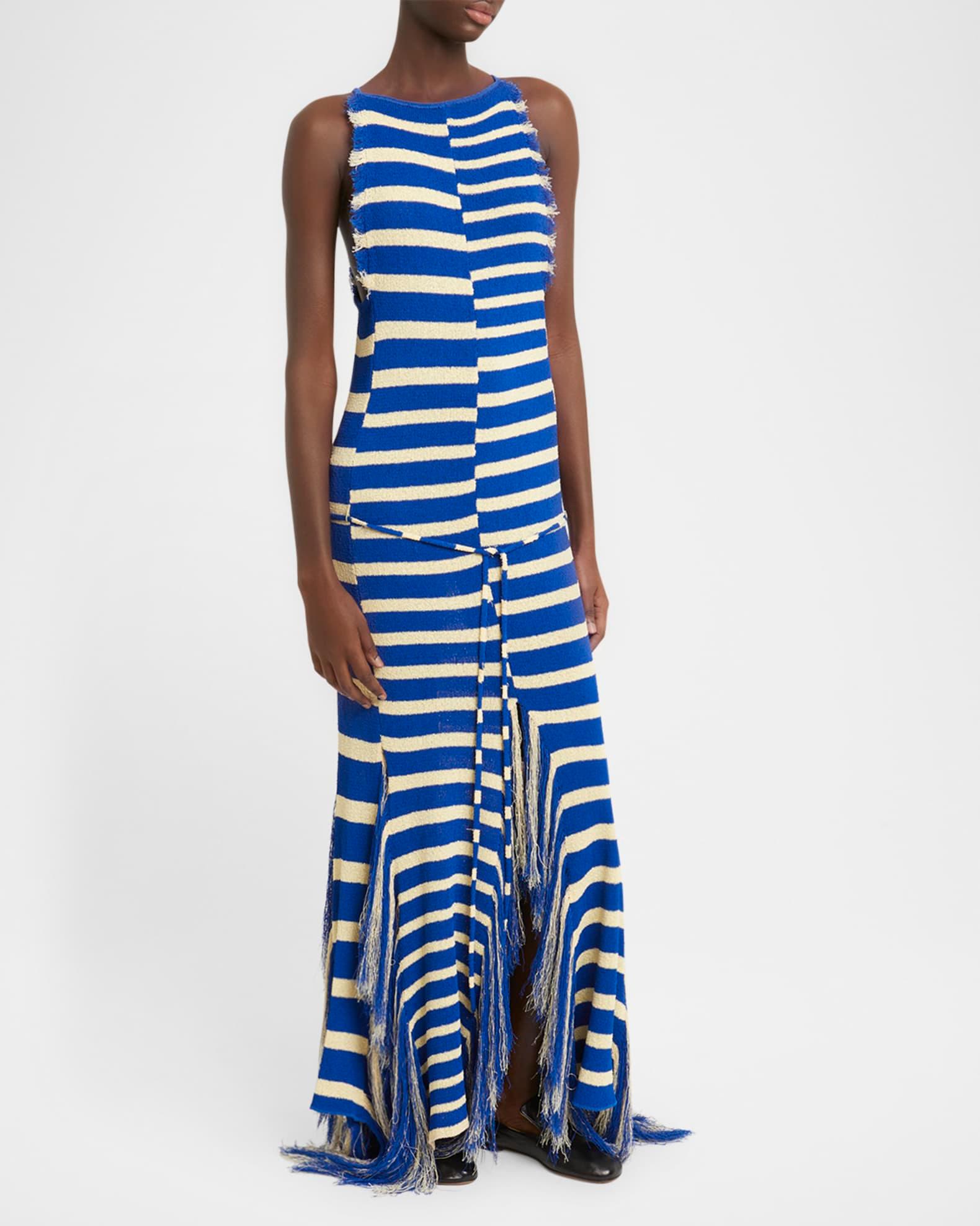Yves Stripe Fringed Knit Dress Product Image