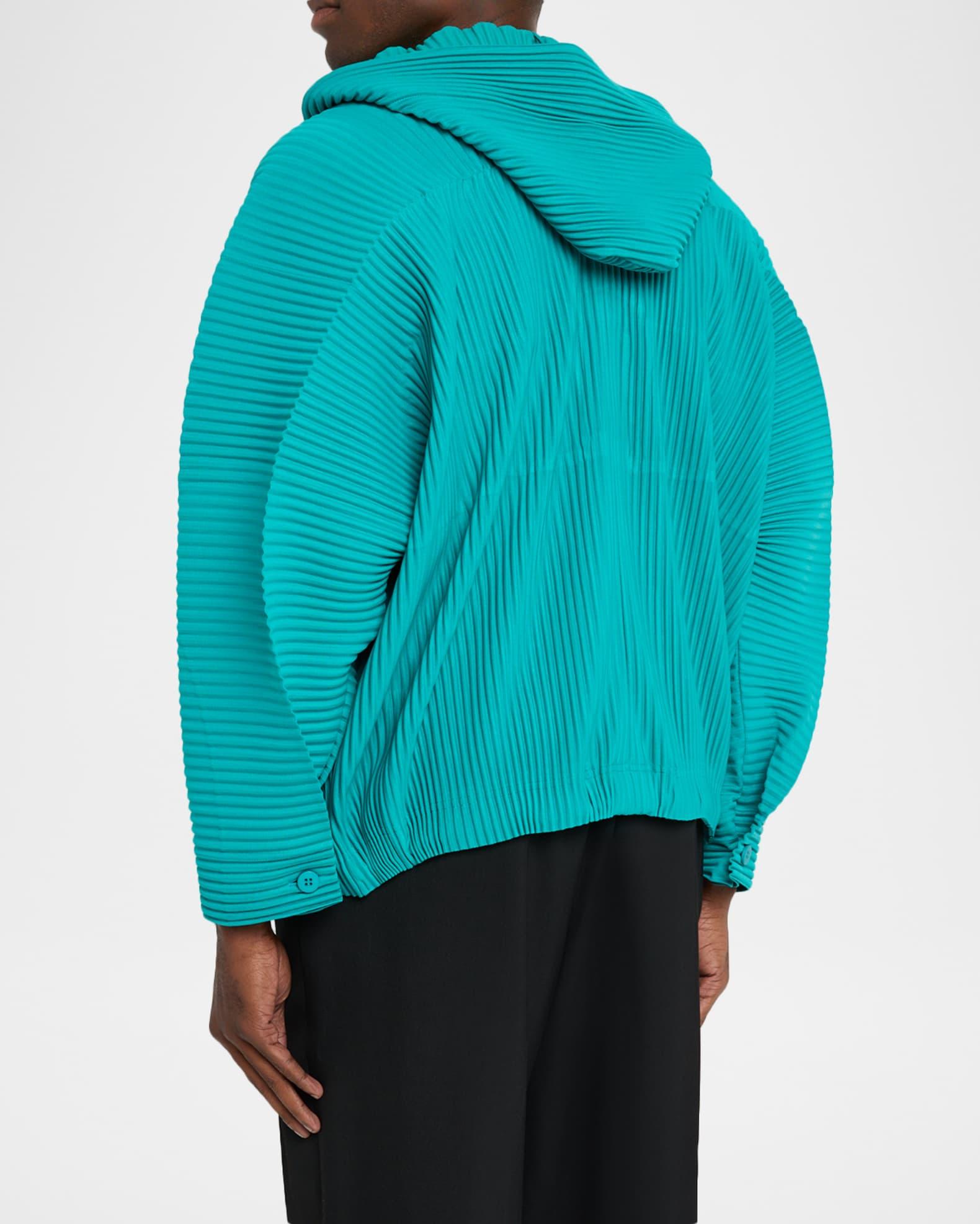 Men's Pleated Full-Zip Hooded Sweater Product Image