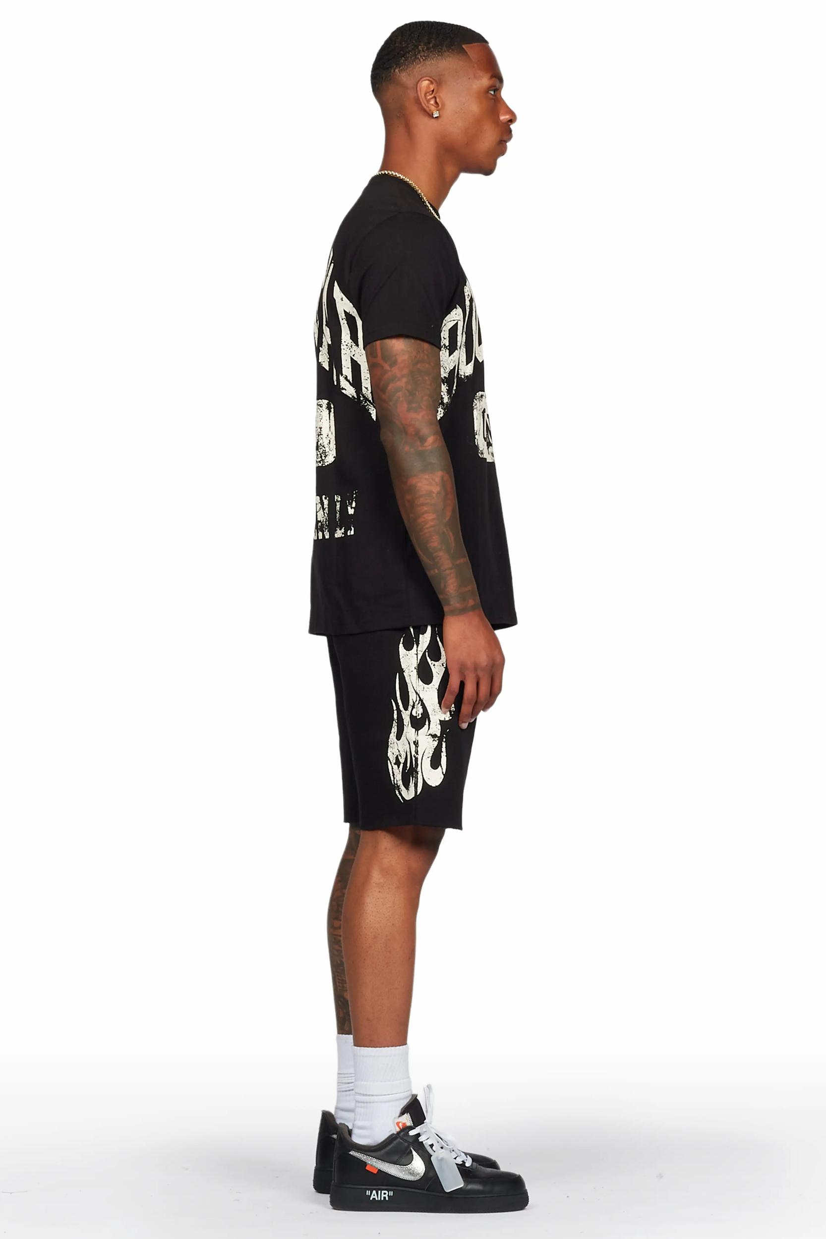 Members Black T-Shirt/Short Set Male Product Image