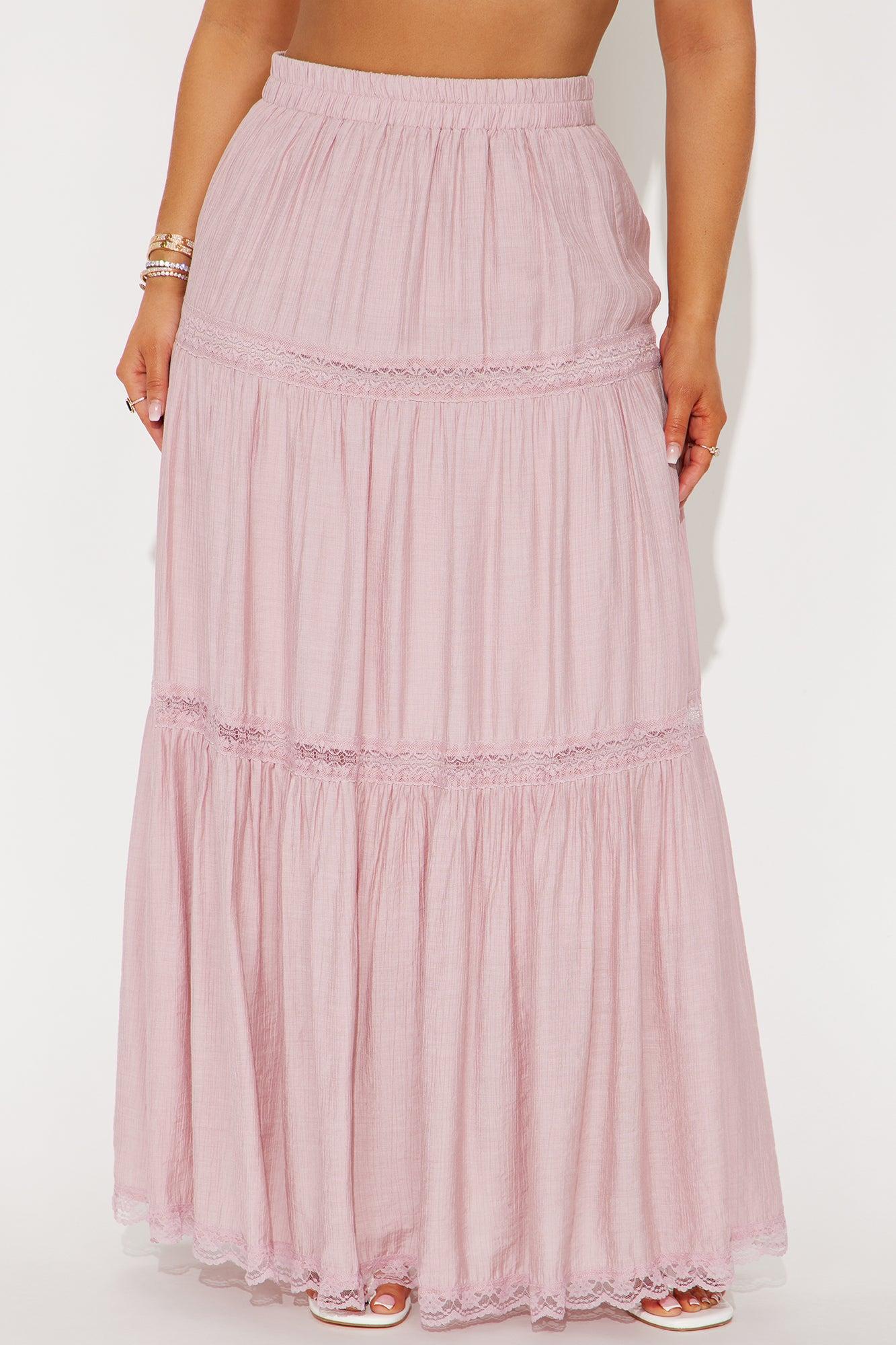 Natalia Tiered Gauze Maxi Skirt - Pink Product Image