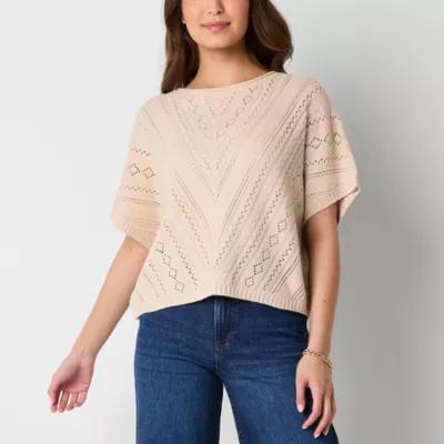 Frye and Co. Pointelle Womens Crew Neck Short Sleeve Pullover Sweater Product Image