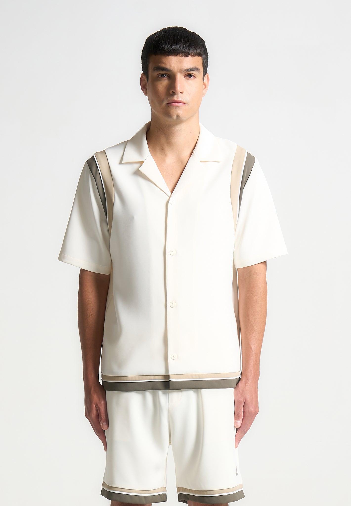 Varsity Revere Shirt - Cream Male Product Image