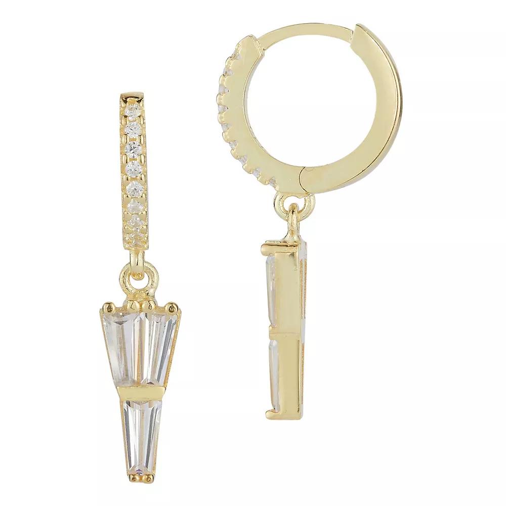 Sunkissed Sterling Cubic Zirconia Charm Huggie Hoop Earrings, Women's, Gold Tone Product Image