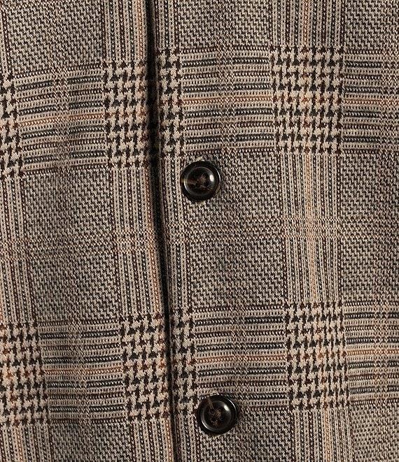 Roundtree & Yorke Long Sleeve Medium Plaid Knit Button Front Shirt Product Image