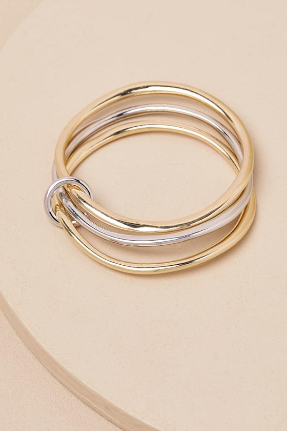 Zarindah Gold and Silver Bangle Cuff Bracelet Product Image